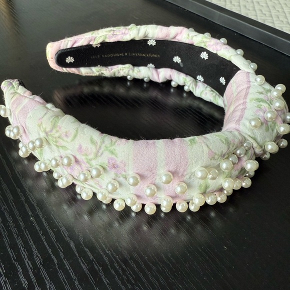 LoveShackFancy Pearl Embellished Headband - Pink and White main image 7
